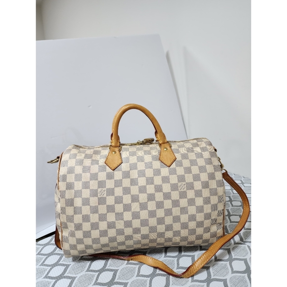 Louis Vuitton Speedy Bandouliere 35 Damier Azur Shoulder Bag Beige/Cream - Picture 6 of 15